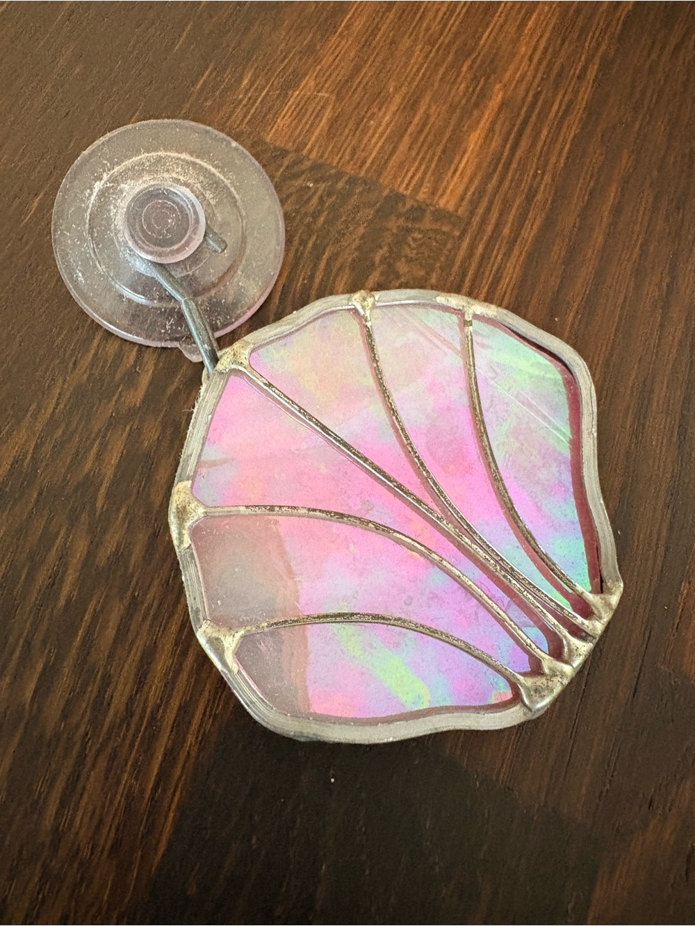 Vintage Pink Iridescent Shell Window Suncatcher